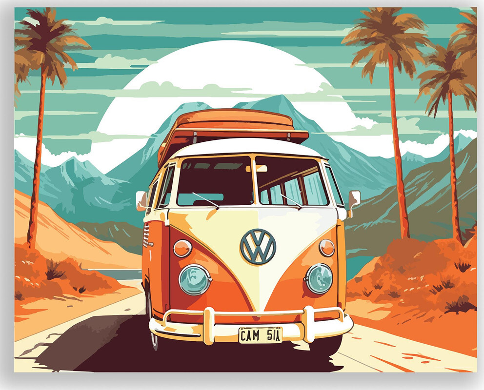 Volkswagen Surfer Van絶版希少品全長約31cm Volkswagen Poster Vintage Surf Prints Art 11x14 Inches Unframed