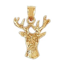 New 14k Yellow Gold Elk Deer Pendant