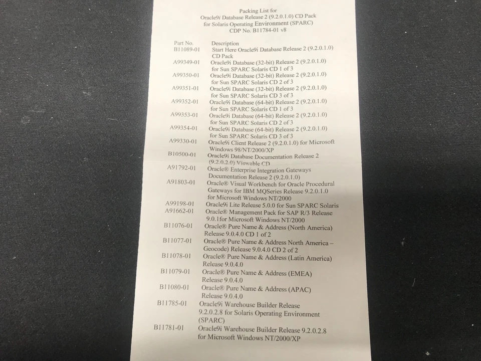 Oracle 9i Database Release 2 (9.2.0.1.0) CD Pack for Solaris JUL-03 Release - Image 4 of 4