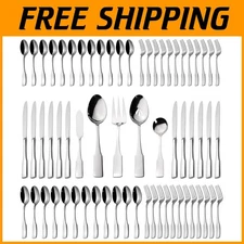 Kate Stainless Steel Flatware Set, Service for 12, 65 Pieces