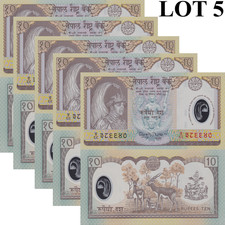 Nepal 10 Rupees 2002 P 45 Polymer UNC Commemorative 1/20 Bundle Lot 5 pcs