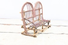 Vintage Rustic Primitive Doll Bear Chair Bent Wood Grapevine Twig Bench 12.75"H