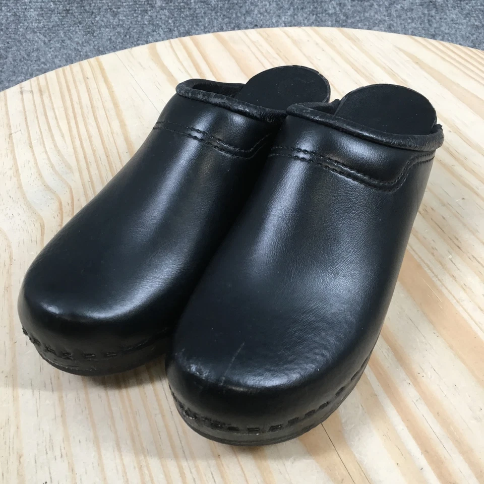 Sanita Original Womens 36 Black Leather Slip On Comfort Nursing Clogs Denmark - Image 3 of 4