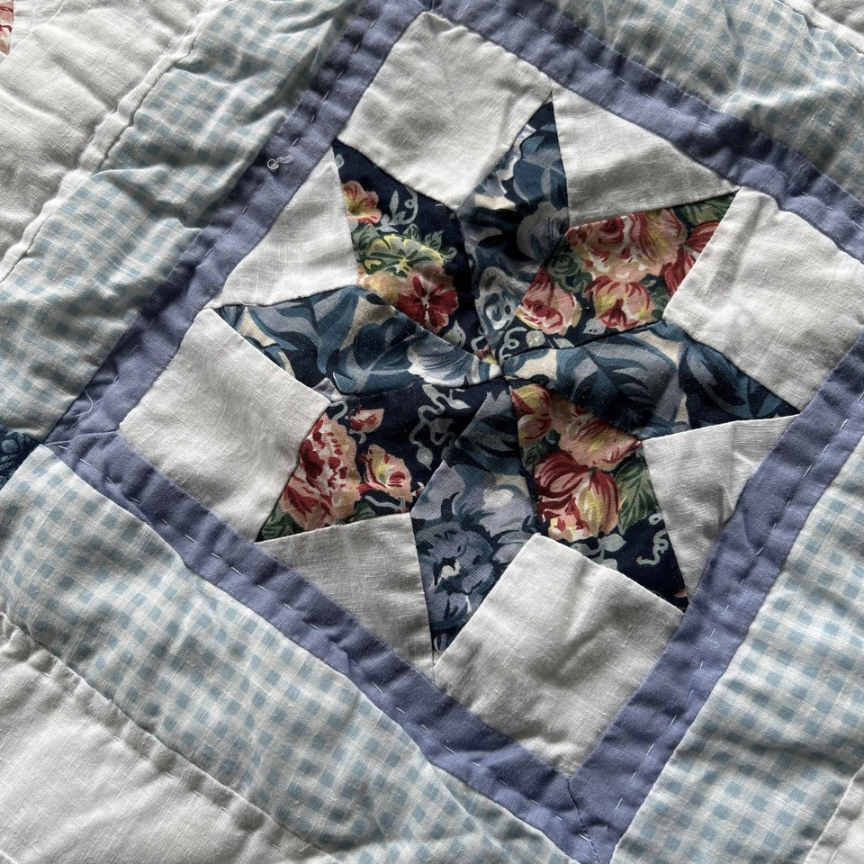 Quilt Top pillowcases shams 28X22 (set Of 2) quilted Blues, White, Multicolor - Image 4 of 4