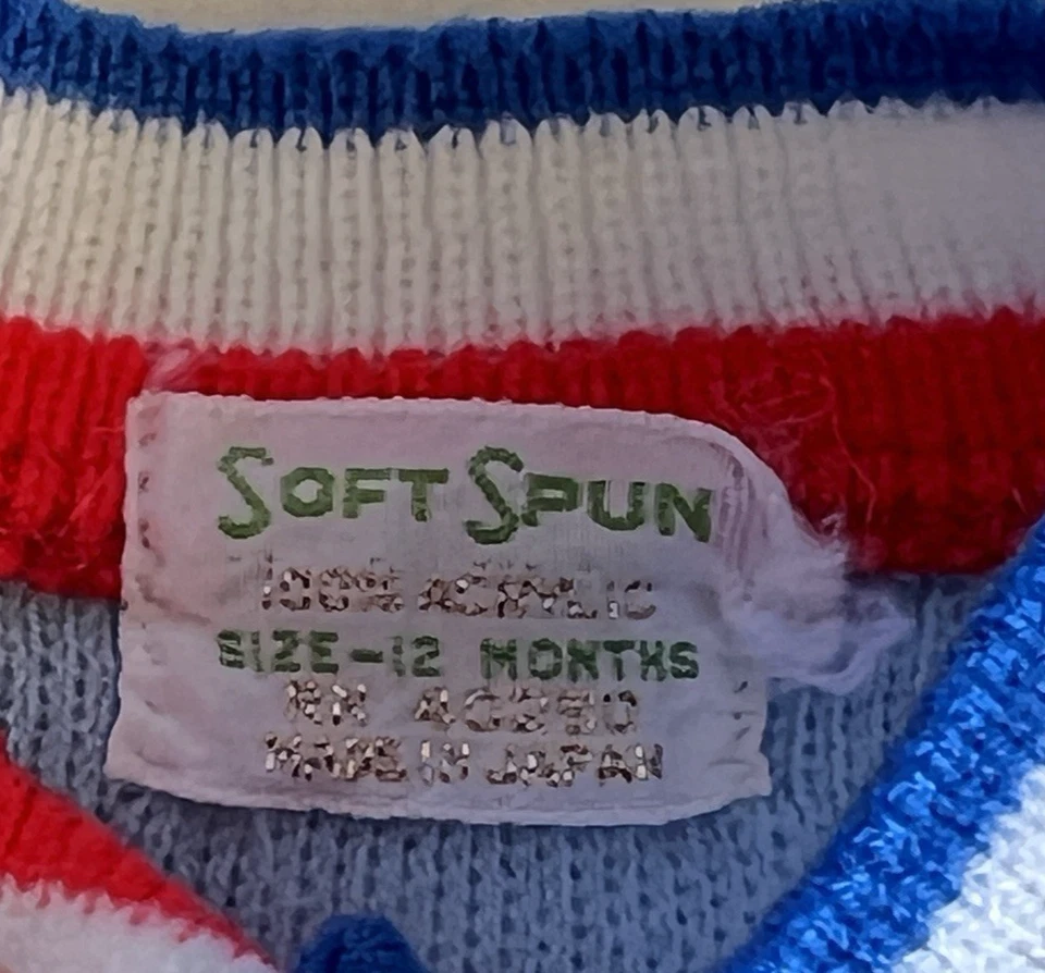 Vintage Soft Spun Baby Infant Clothes Blue Tenis Knit Shorts Set 12 Months Japan - Image 4 of 4