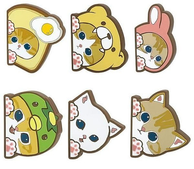 Mofusand Hyokotto Rubber Magnet Cat Complete Set 6 Capsule Toy 2023 Japan NEW