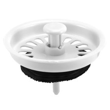 Food Waste Stopper Lock Sink Strainer 3.1" Dia White Black Plastic E2J62972
