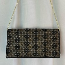 Vintage Black  Gold Walborg Hong Kong Beaded Purse