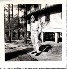 Vintage 1940s-50s US Army Soldier Military Base Barracks B W Snapshot Photo
