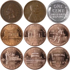 150 Years of Penny Designs Indian and Lincoln Cent 9 Coin Set