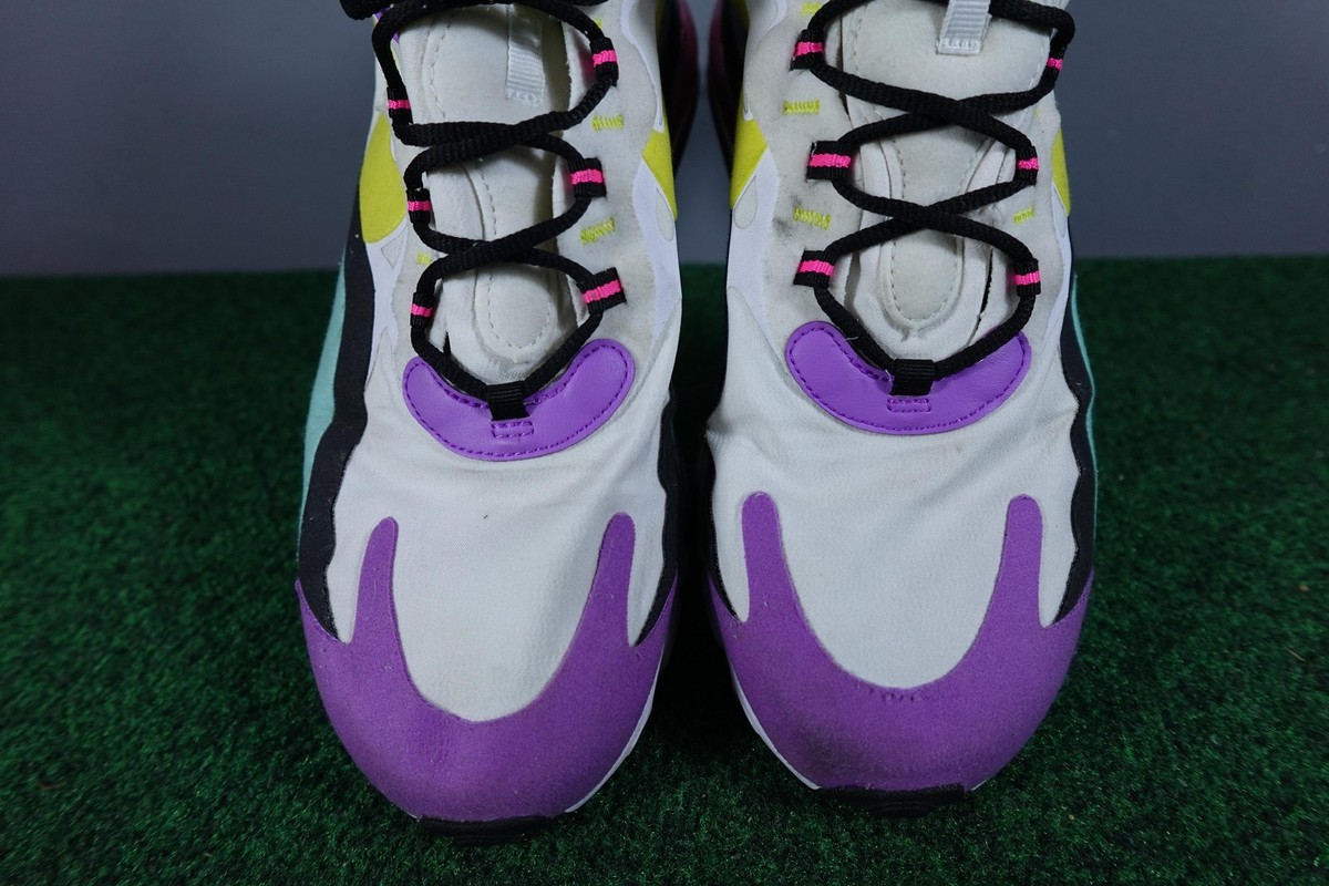 Nike Air Max 270 React Shoes Mens Size 11 White Black Volt Purple
