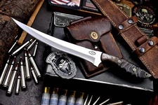 CFK Handmade 440C Custom SHEEP HORN Carving Fillet Fishing Fish Hunting Knife