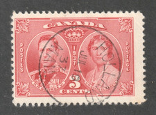 Canada, Scott # 233, Used, F, 3¢ Royal Couple, SOTN Holland, Manitoba CDS