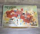 Vintage 1960s MARX Fort Apache Play Set 3681 with 30 Soldiers and Indians + Box