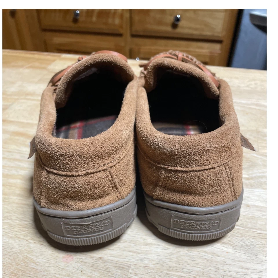 Deerfield 皮革女士脚趾拖鞋棕色麂皮绒衬里 7 码 — 第 4/4 张图片