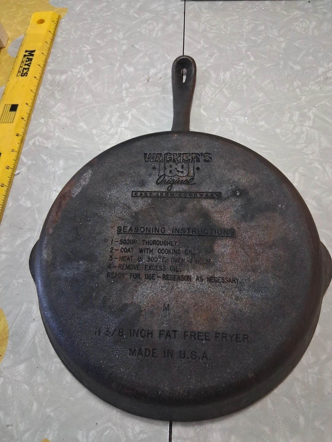 Wagner's 1891 Original Cast Iron 11 3/8 Fat Free Fryer Skillet Pan