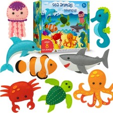 Sewing Kit for Kids, Fun and Educational Sea Animal Craft Set for Boys and Gi...