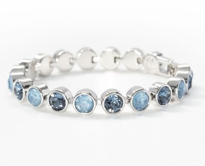  Touchstone Crystal By Swarovski Blue Crush Ice Bracelet  Rhodium Plated