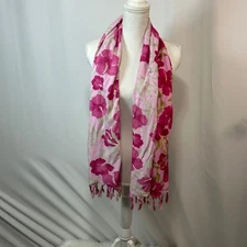 Hibiscus Collection Hawaii Pink Floral Rayon Scarf Sarong Cover Up