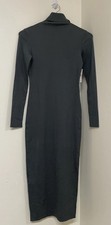 NWT AG Adriano Goldschmied Ribbed Knit Turtleneck Midi Dress Olive Green Size S