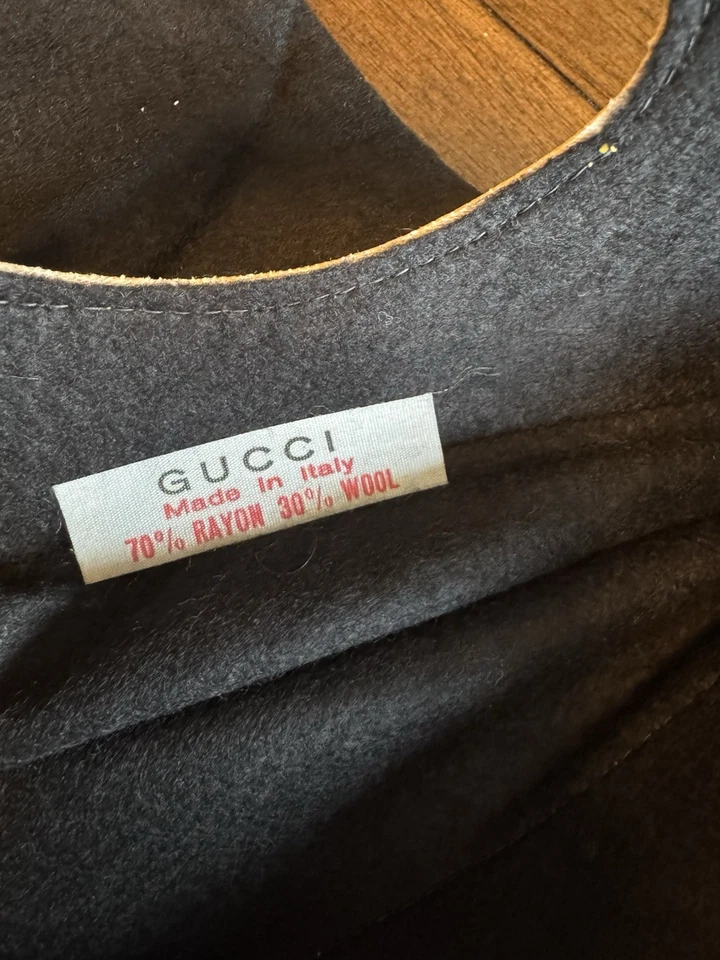 Gucci дизайнерская обувь пыли сумка чехол черный войлок с ручкой винтажный - Изображение 3 из 3