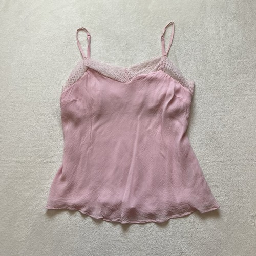 Women’s y2k Coquette Light Pink Lace Trim Cami Top Mimi Size L