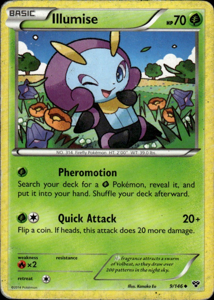 Illumise 9/146 Uncommon XY Base Set Pokemon Heavily Played