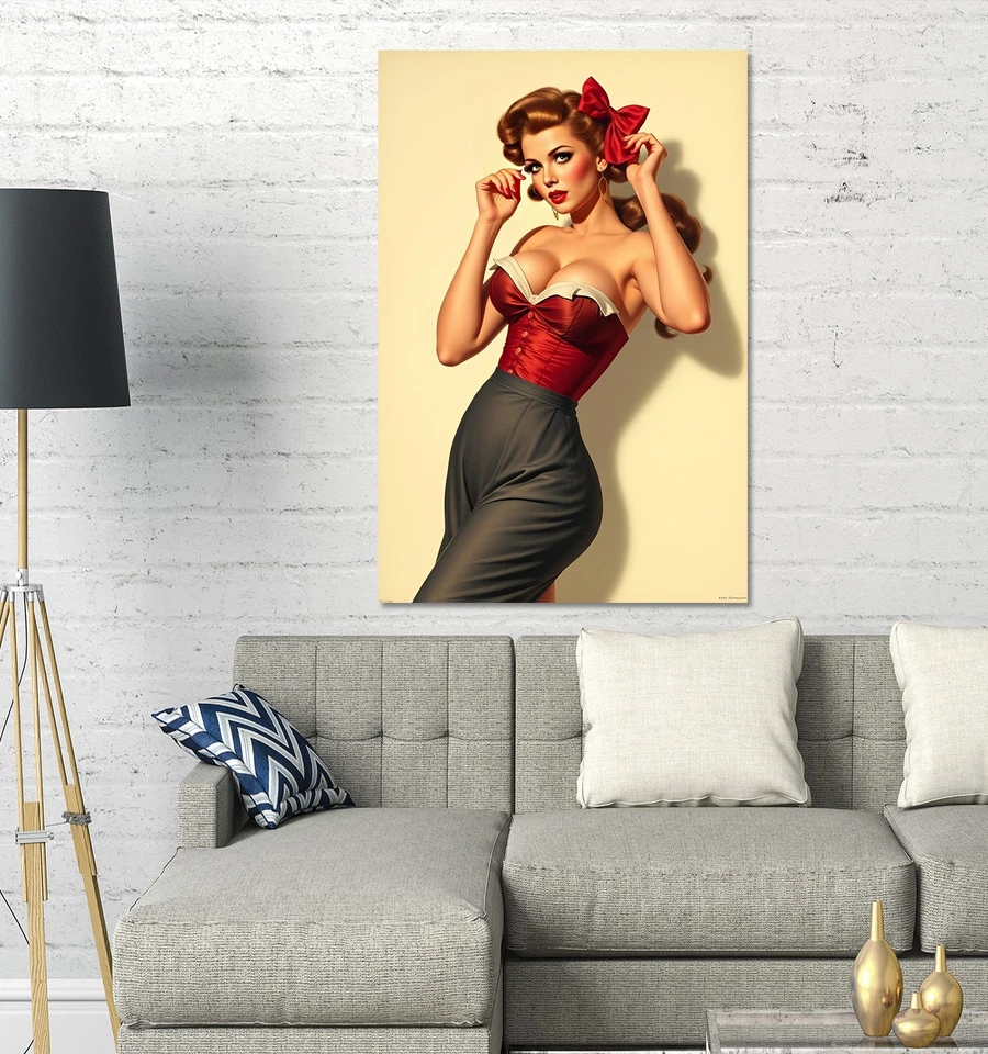 Estampa Pin Up Girl Gil Elvgren Style pronta para pendurar - Imagem 4 de 4