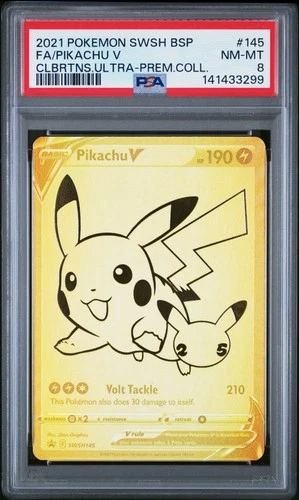 PSA 8 Pikachu V Full Art #145 2021 Pokemon Black Star Promo 141433299