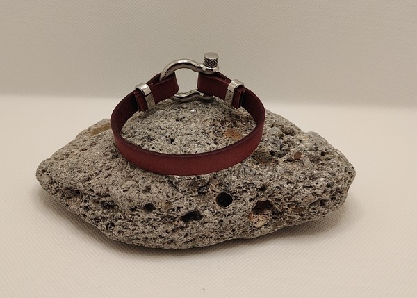 Pulsera Grillete Acero inoxidable y cuero