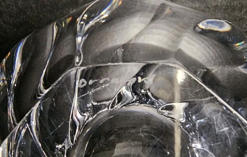 Vintage Orrefors Crystal Dish Bowl Etched Signature, Made In SWEDEN - Picture 5 of 6