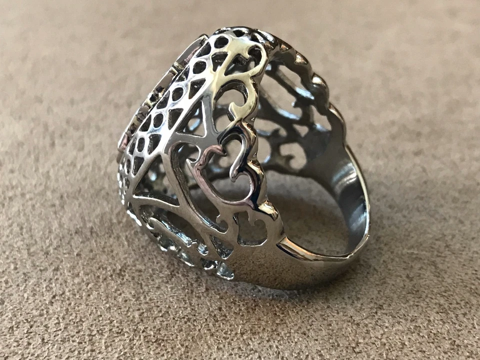 Anillo de filigrana de acero por diseño talla 10 Foto 2 de 4