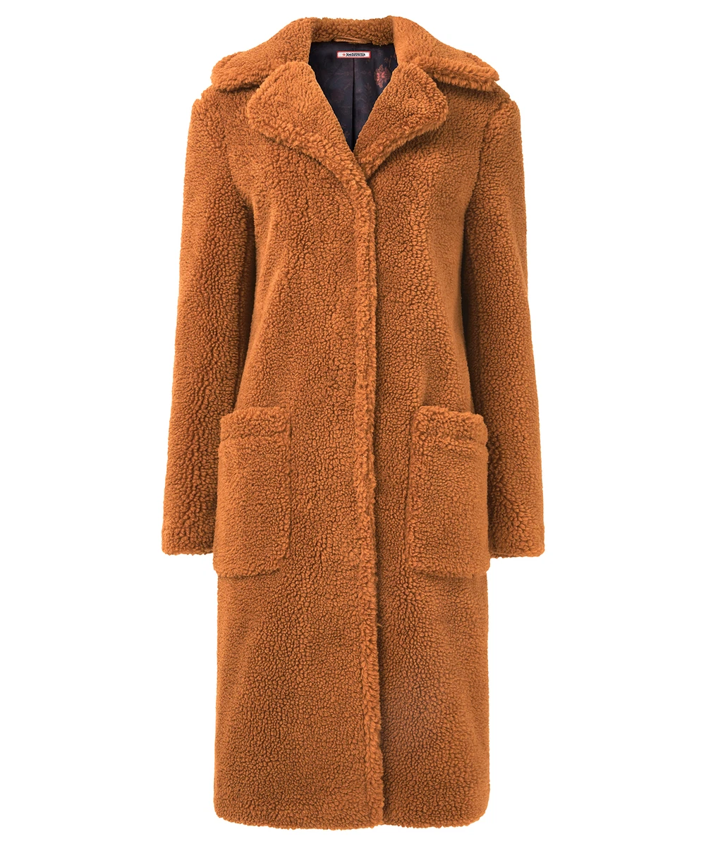 Camel borg top longline coat