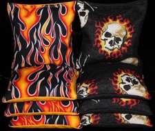 All Weather Resin Cornhole Bags HARLEY FLAMES MOTORCYCLE SKULLS SKELETON BIKER