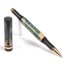 Classic Rollerball Pen - Green and Silver Burl End Cap