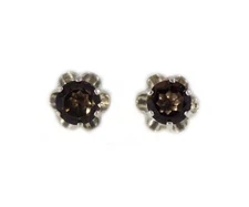 19thC Antique 1¼ct Cairngorm Smoky Quartz Earrings: Celtic Scotland National Gem