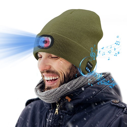 Bluetooth-Compatible Beanie Hat with Light LED Headlamp with Wireless Headphones - Bild 12 von 27