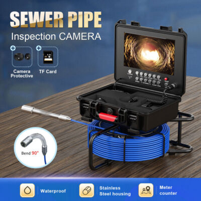 9'' 50M HD DVR Sewer Camera Pipe Inspection Camera Meter Counter 17mm Video Camer