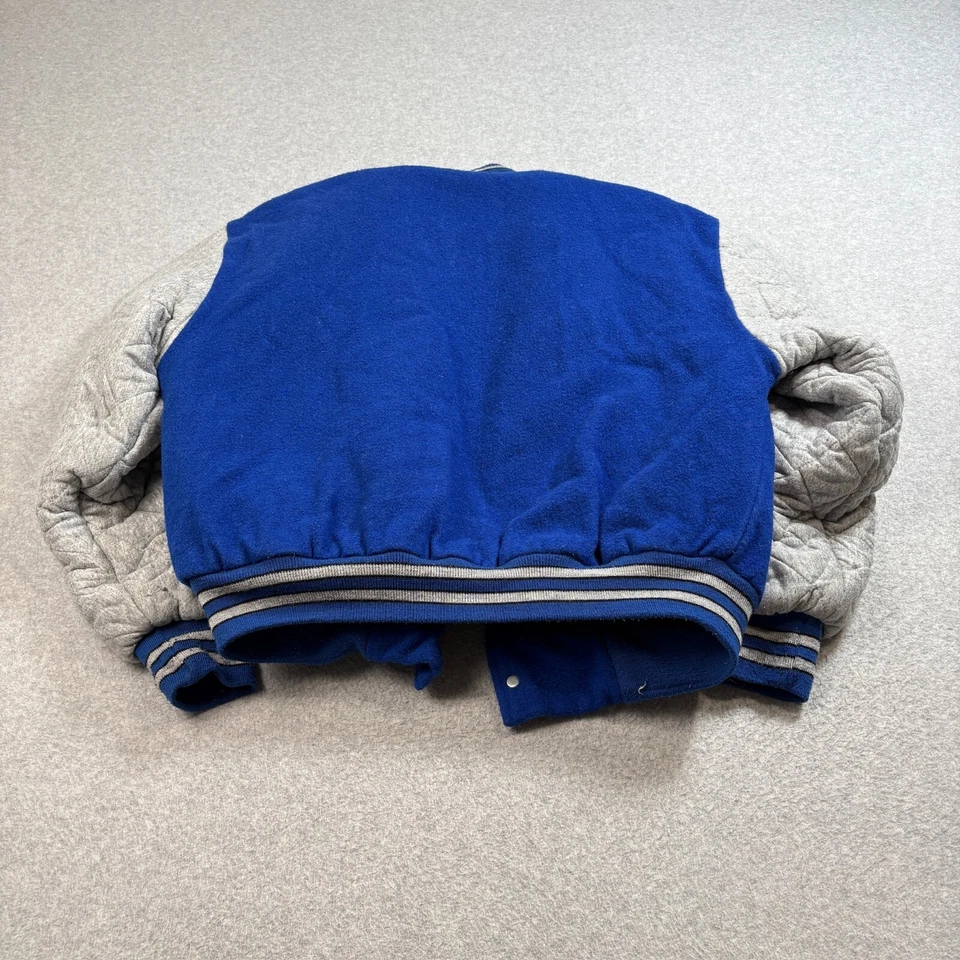 Vintage Spalding Varsity Jacket Men L Blue Coat Snaps Bomber Letterman Made USA - Image 2 of 4