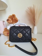 TORY BURCH WILLA Mini Top Handle Black Leather Crossbody Bag AUTH NWT $498