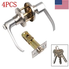 4 Pack Door Handle Lock Privacy Lever/Knob Lock Set W/3Keys for Bedroom Bathroom