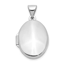 10k White Gold Polished Oval Locket Pendant Perfect Gift for Her
