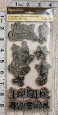 MERRY CHRISTMAS Santa Holiday NEW Set Recollections Cling Rubber Stamps Snow