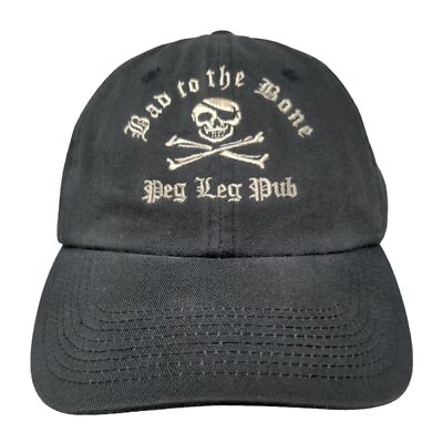 Fahrenheit Men's Slideback Hat Black Embroidered Peg Leg Pub Logo Cotton