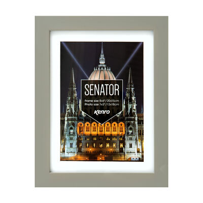 Kenro Senator grauer Bilderrahmen mit weißem Passepartout Holz 6x4'' - 50x70cm