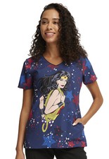 Wonder Woman Cherokee Scrubs Tooniforms DC Comics V Neck Top TF626 DMGN