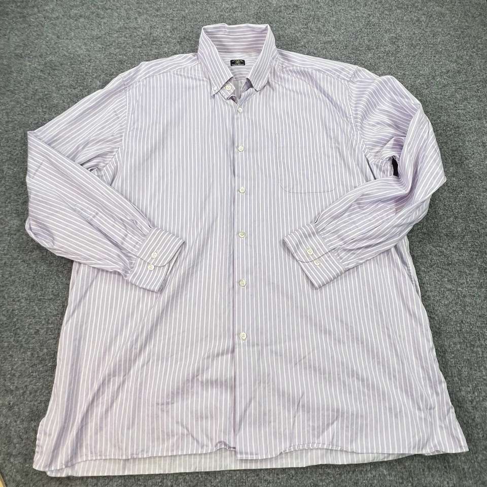 Solemare Maus Hoffman Shirt Mens XL Lavender Purple Striped Dress Shirt Italy - Image 2 of 4