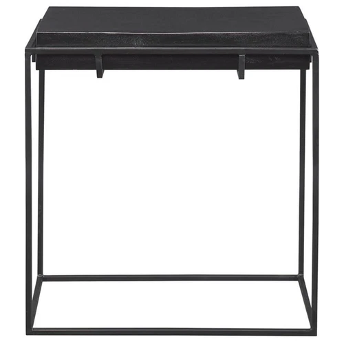 Uttermost Telone Iron Metal and Aluminum Side Table in Antique Black - Picture 3 of 5