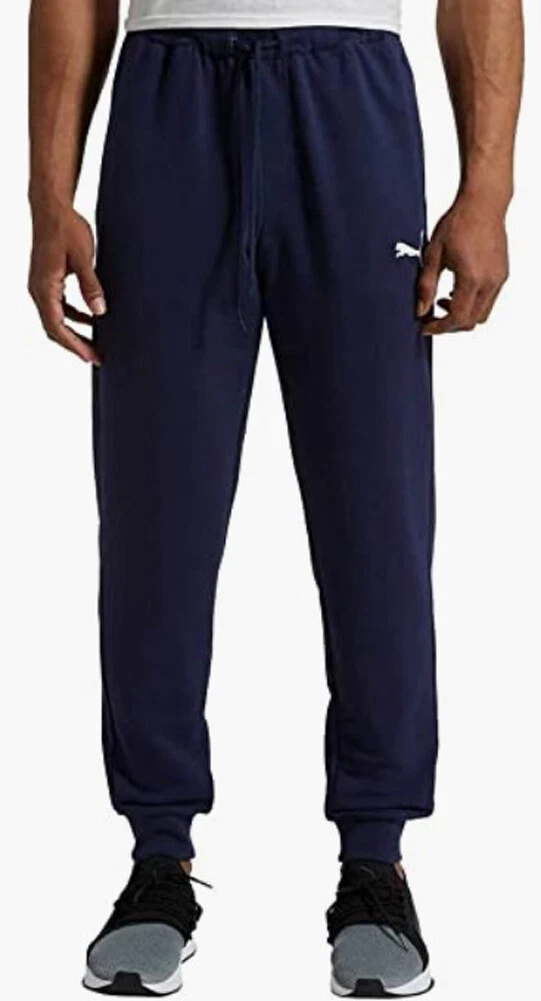 Puma Men s French Terry Drawstring Joggers Solid Navy eBay