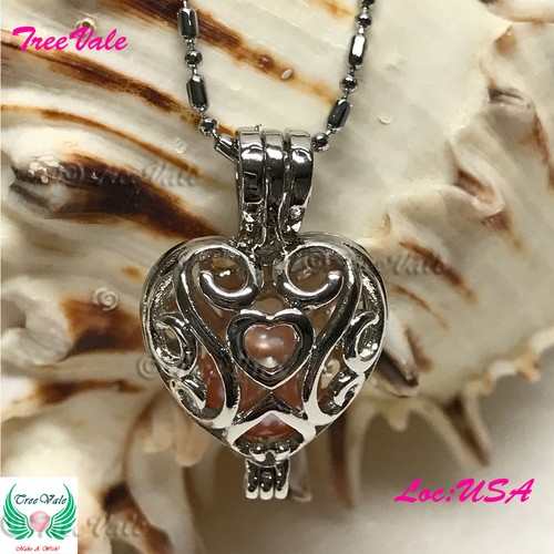 Angel Heart - Silver Plated - Locket Pearl Cage Pendant - Hold 6mm - 8mm Pearl - Picture 5 of 5